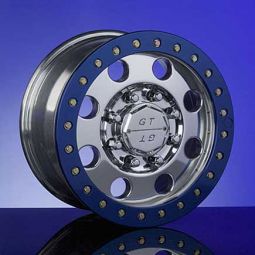 Cepek G.T. Hummer H1 17" x 8.5" Polished Simulated Beadlock Wheel - BLUE