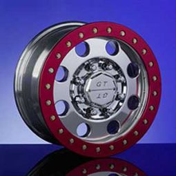 Cepek G.T. Hummer H1 17" x 8.5" Polished Simulated Beadlock Wheel - RED