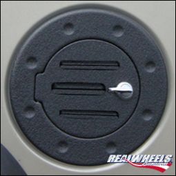 Real Wheels H2 & SUT Billet Black Powder Coated Grooved NonLocking Fuel Door (Universal Design fits