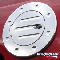 Real Wheels H2 & SUT Billet Aluminum Grooved NonLocking Fuel Door (Universal Design fits 2003 and up
