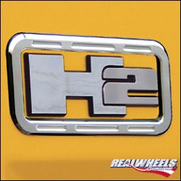 Real Wheels H2 & SUT Billet Aluminum H2 Logo Surround  per pair