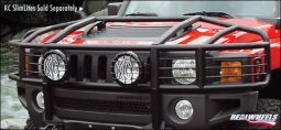 Real Wheels H3 Black Powder Coated Over-The-Hood, Wrap Around Brush Guard w/ Top Grill and Hood Hand